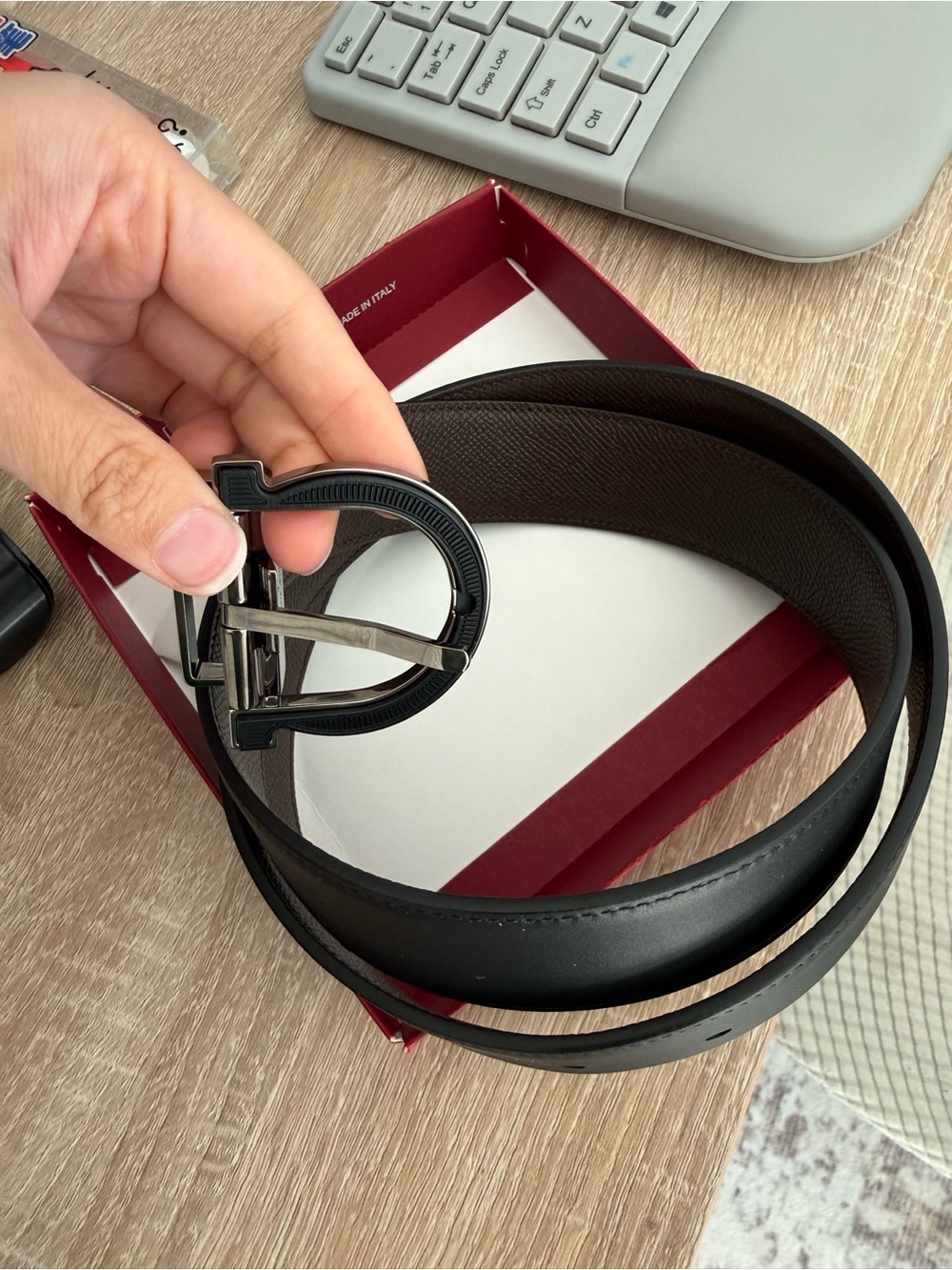 Salvatore Ferragamo Black Leather Belt with Signature Gancini Buckle